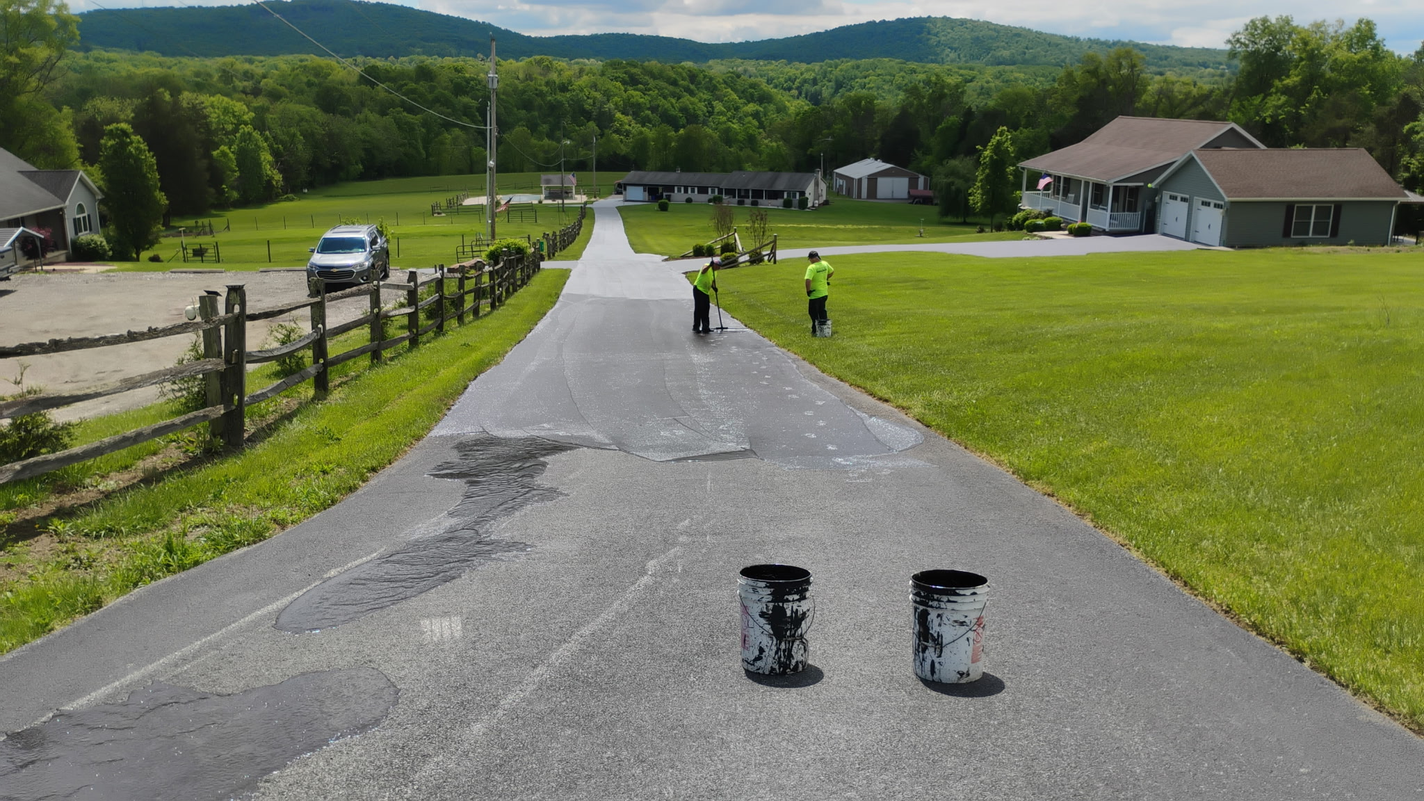Finished driveway project by Sipes Driveway Sealing